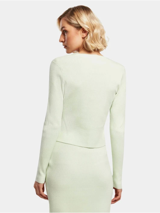 URBAN CLASSICS Damen Strickjacke Ladies Short Rib Knit In Grün 2 URBAN CLASSICS Damen Strickjacke Ladies Short Rib Knit In Grün – Bild 2
