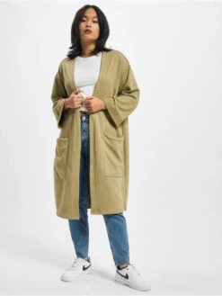 URBAN CLASSICS Damen Strickjacke Ladies Oversized Terry In Khaki