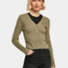 URBAN CLASSICS Damen Strickjacke Ladies Short Rib Knit In Khaki