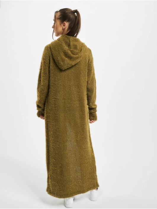 URBAN CLASSICS Damen Strickjacke Ladies Hooded Feather In Olive 2 URBAN CLASSICS Damen Strickjacke Ladies Hooded Feather In Olive – Bild 2