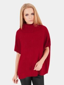 URBAN CLASSICS Damen Strickjacke Knitted Poncho In Rot