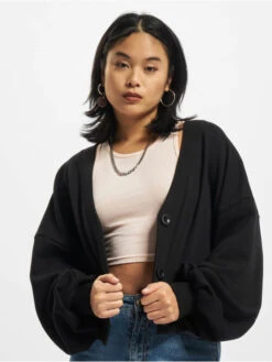 URBAN CLASSICS Damen Strickjacke Ladies Organic Oversized Short Terry In Schwarz