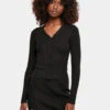 URBAN CLASSICS Damen Strickjacke Ladies Short Rib Knit In Schwarz