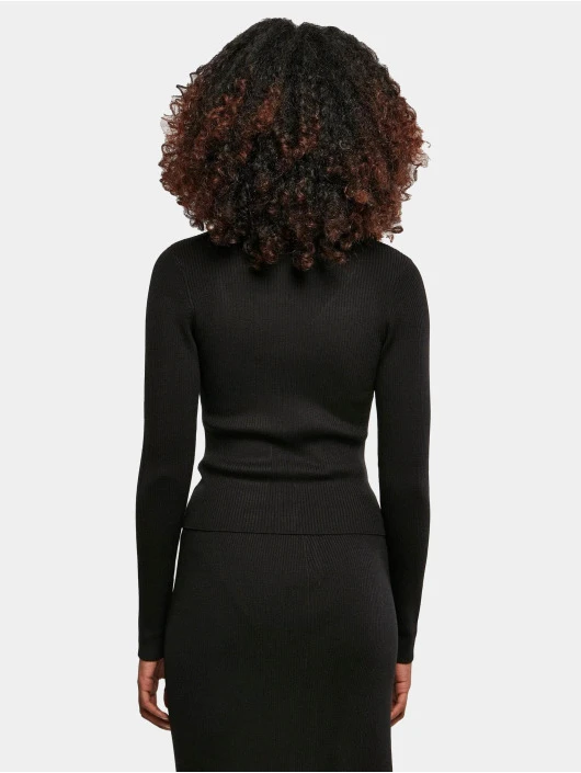 URBAN CLASSICS Damen Strickjacke Ladies Short Rib Knit In Schwarz 2 URBAN CLASSICS Damen Strickjacke Ladies Short Rib Knit In Schwarz – Bild 2