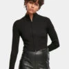 URBAN CLASSICS Damen Strickjacke Ladies Cropped Rib Knit Zip In Schwarz