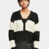 URBAN CLASSICS Damen Strickjacke Ladies Short Oversized Feather In Schwarz
