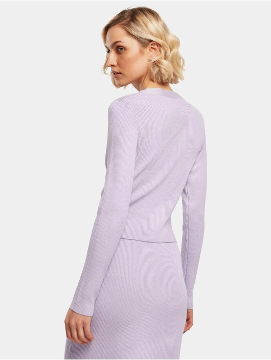 URBAN CLASSICS Damen Strickjacke Ladies Short Rib Knit In Violet 2 URBAN CLASSICS Damen Strickjacke Ladies Short Rib Knit In Violet – Bild 2