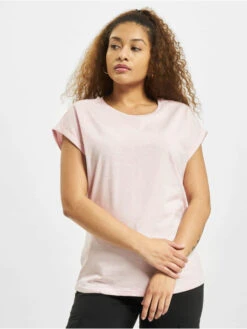 URBAN CLASSICS Damen T-Shirt Color Melange Extended Shoulder In Pink