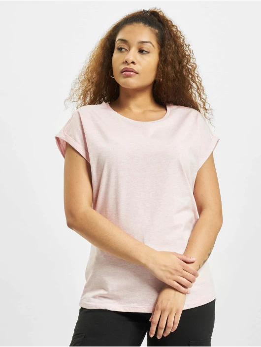 URBAN CLASSICS Damen T-Shirt Color Melange Extended Shoulder In Pink 1 URBAN CLASSICS Damen T-Shirt Color Melange Extended Shoulder In Pink