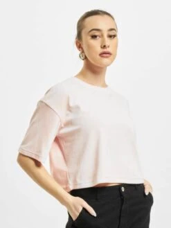 URBAN CLASSICS Damen T-Shirt Velvet Short Kimono In Rosa