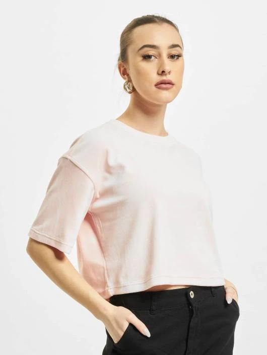 URBAN CLASSICS Damen T-Shirt Velvet Short Kimono In Rosa 1 URBAN CLASSICS Damen T-Shirt Velvet Short Kimono In Rosa