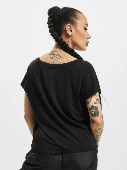 URBAN CLASSICS Damen T-Shirt Basic Drop In Schwarz 2 URBAN CLASSICS Damen T-Shirt Basic Drop In Schwarz – Bild 2