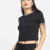 URBAN CLASSICS Damen T-Shirt Short Multicolor Rib In Schwarz