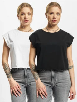 URBAN CLASSICS Damen T-Shirt Ladies Organic Short 2-Pack In Schwarz