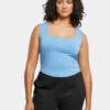 URBAN CLASSICS Damen Tank Tops Ladies Short Corsage In Blau