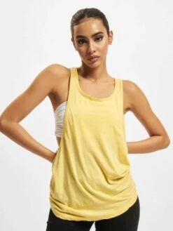 URBAN CLASSICS Damen Tank Tops Ladies Loose Burnout In Gelb