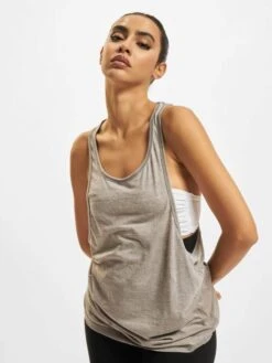 URBAN CLASSICS Damen Tank Tops Ladies Loose Burnout In Grau