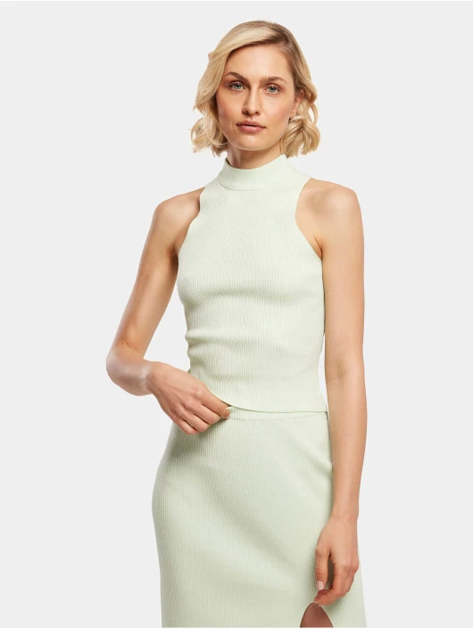 URBAN CLASSICS Damen Tank Tops Ladies Short Rib Knit In Grün 1 URBAN CLASSICS Damen Tank Tops Ladies Short Rib Knit In Grün