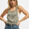URBAN CLASSICS Damen Tank Tops Ladies Melange Burnout Loose In Olive