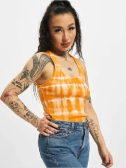 URBAN CLASSICS Damen Tank Tops Batik In Orange