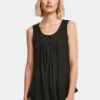 URBAN CLASSICS Damen Tank Tops Ladies Viscose Button Up In Schwarz