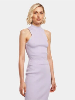 URBAN CLASSICS Damen Tank Tops Ladies Short Rib Knit Turtleneck In Violet