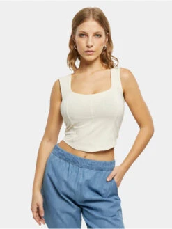 URBAN CLASSICS Damen Tank Tops Ladies Short Corsage In Weiß