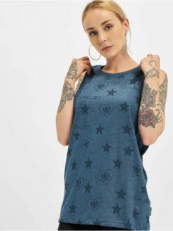 Damen Tank Tops Allover Star In Blau
